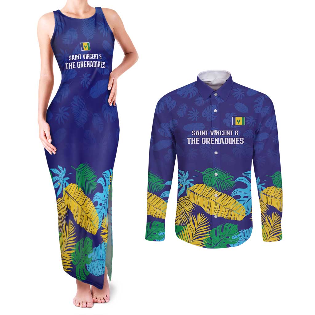 Saint Vincent Land So Beautiful Couples Matching Tank Maxi Dress and Long Sleeve Button Shirt Tropical Vibes - Wonder Print Shop
