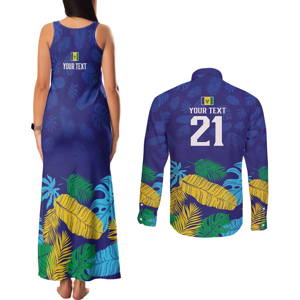 Saint Vincent Land So Beautiful Couples Matching Tank Maxi Dress and Long Sleeve Button Shirt Tropical Vibes - Wonder Print Shop