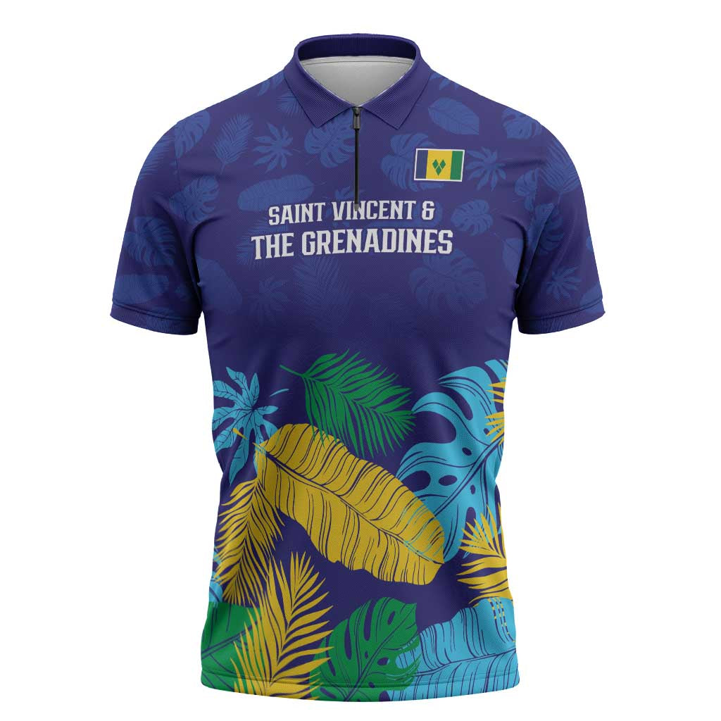 Saint Vincent Land So Beautiful Zipper Polo Shirt Tropical Vibes - Wonder Print Shop