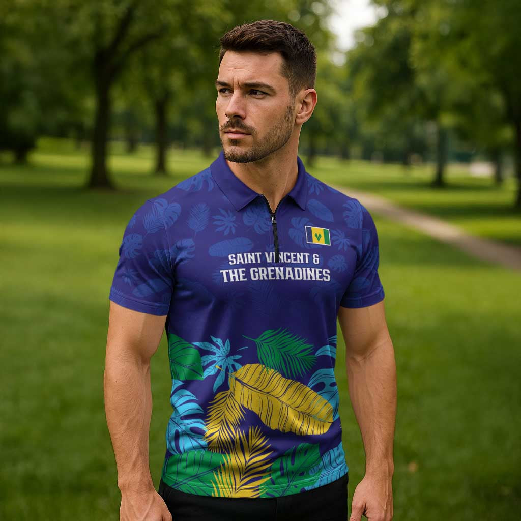 Saint Vincent Land So Beautiful Zipper Polo Shirt Tropical Vibes - Wonder Print Shop