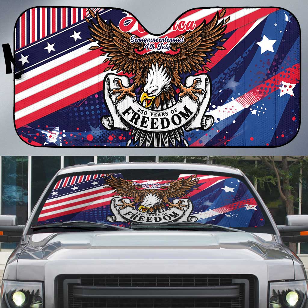250 Years Of Service Auto Sun Shade Semiquincentennial USA Patriotic 4th Of July - Wonder Print Shop