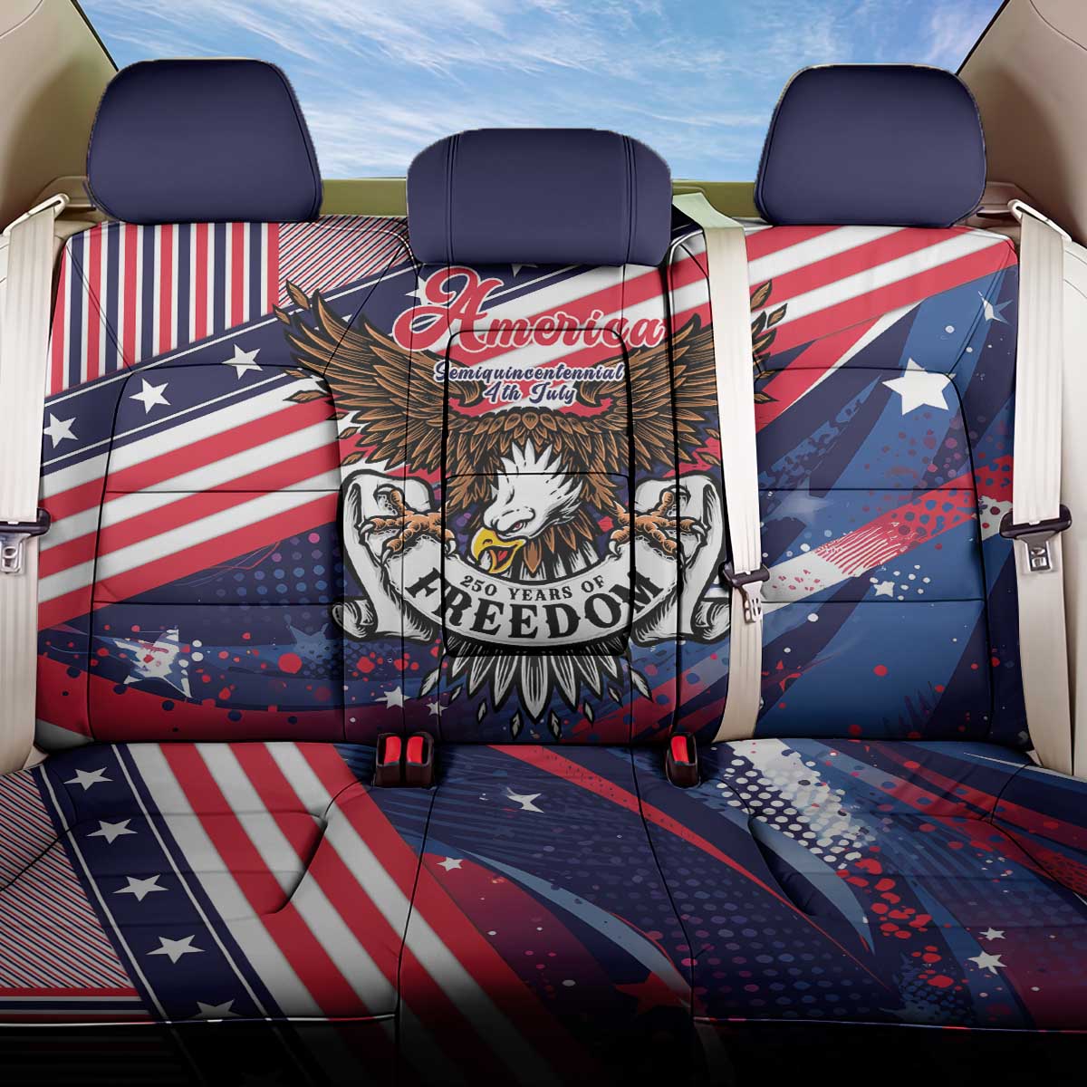 250 Years Of Service Back Car Seat Cover Semiquincentennial USA Patriotic 4th Of July - Wonder Print Shop