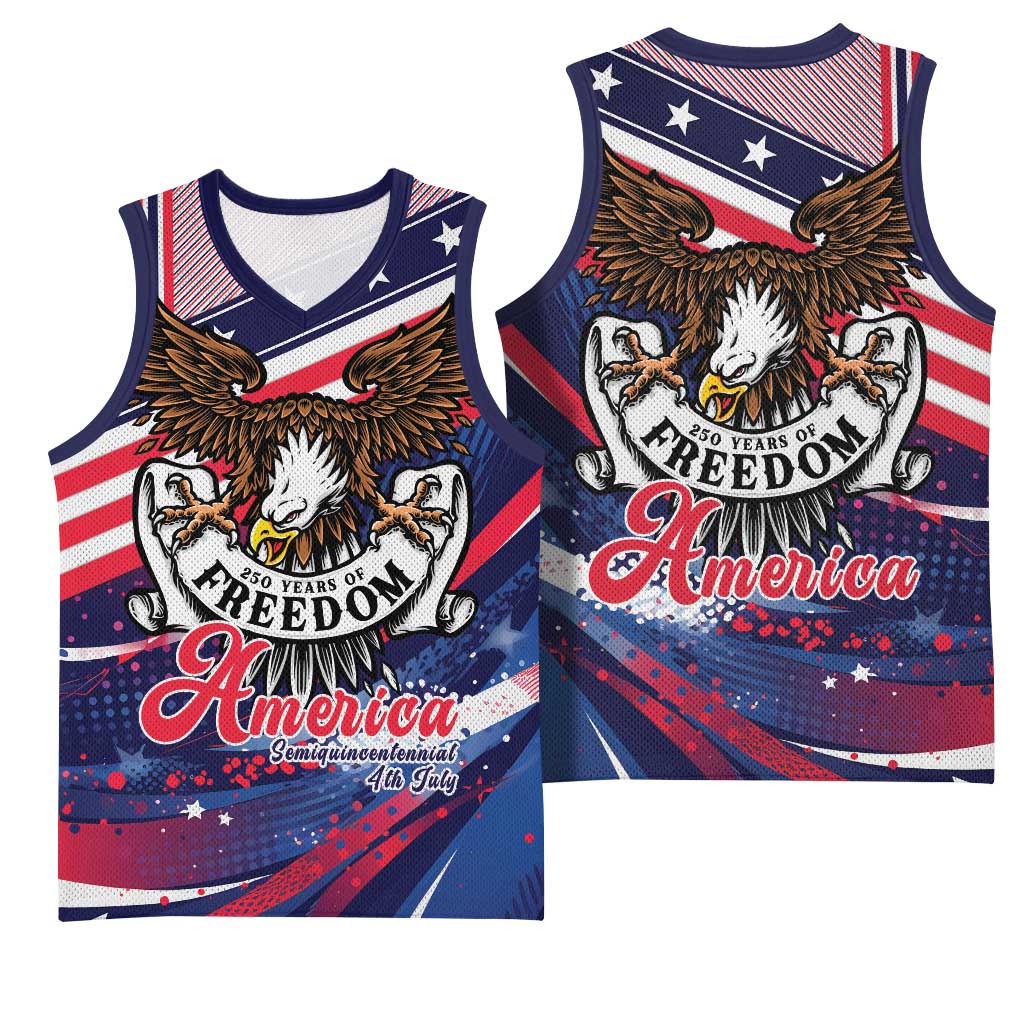 250 Years Of Service Basketball Jersey Semiquincentennial USA Patriotic 4th Of July - Wonder Print Shop