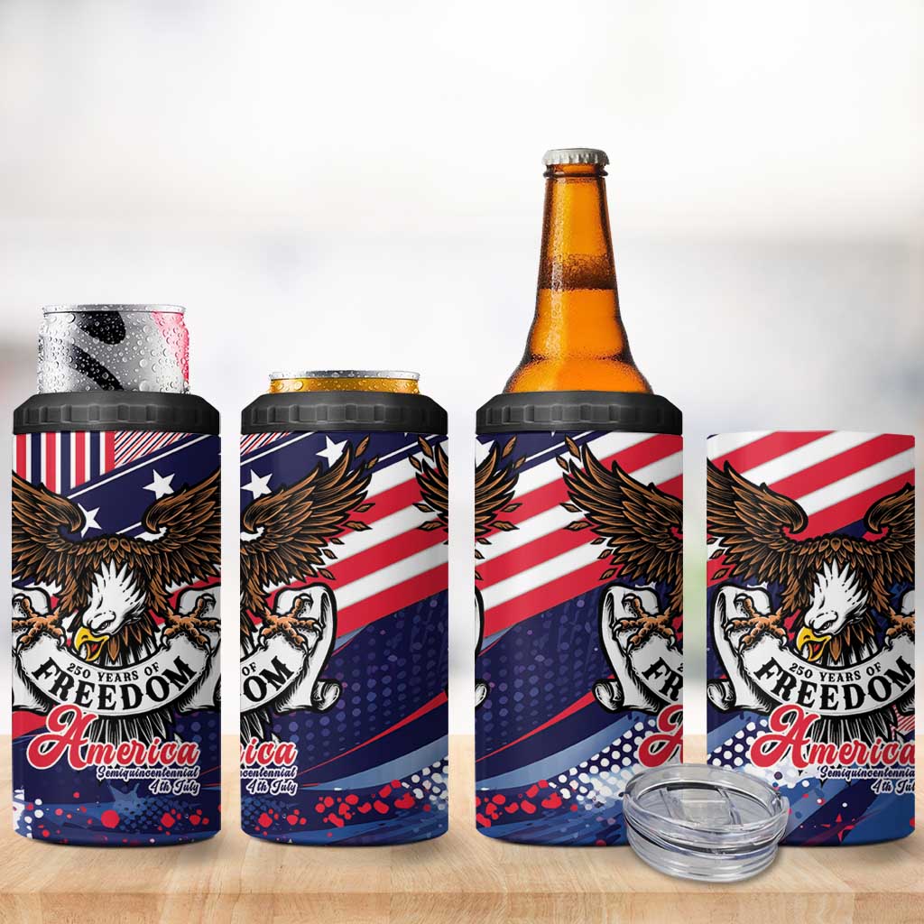 250 Years Of Service 4 in 1 Can Cooler Tumbler Semiquincentennial USA Patriotic 4th Of July - Wonder Print Shop