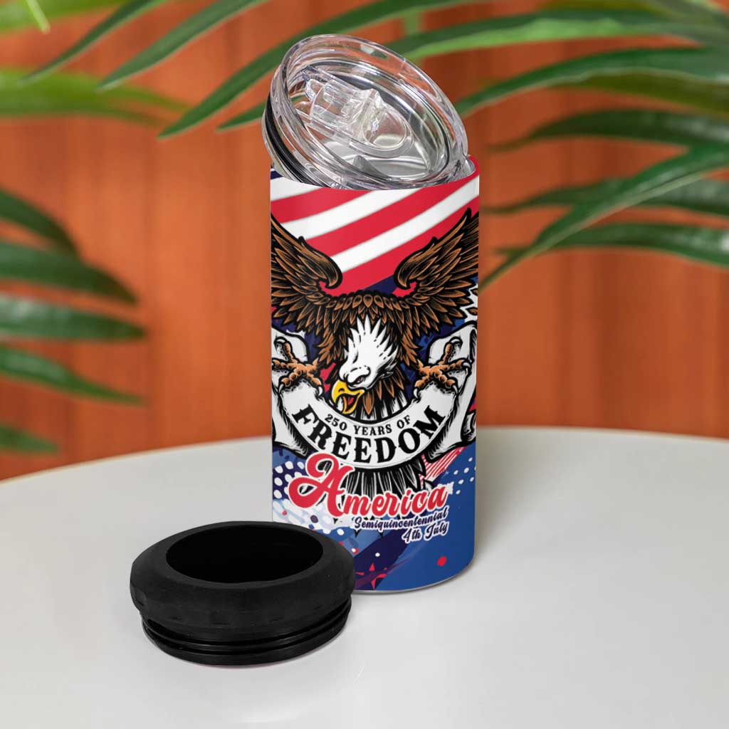 250 Years Of Service 4 in 1 Can Cooler Tumbler Semiquincentennial USA Patriotic 4th Of July - Wonder Print Shop