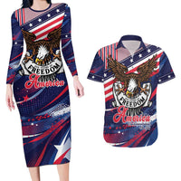 250 Years Of Service Couples Matching Long Sleeve Bodycon Dress and Hawaiian Shirt Semiquincentennial USA Patriotic 4th Of July - Wonder Print Shop