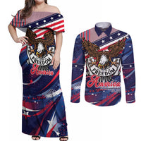 250 Years Of Service Couples Matching Off Shoulder Maxi Dress and Long Sleeve Button Shirt Semiquincentennial USA Patriotic 4th Of July - Wonder Print Shop