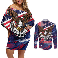 250 Years Of Service Couples Matching Off Shoulder Short Dress and Long Sleeve Button Shirt Semiquincentennial USA Patriotic 4th Of July - Wonder Print Shop