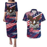 250 Years Of Service Couples Matching Puletasi and Hawaiian Shirt Semiquincentennial USA Patriotic 4th Of July - Wonder Print Shop