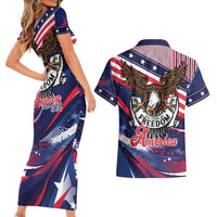 250 Years Of Service Couples Matching Short Sleeve Bodycon Dress and Hawaiian Shirt Semiquincentennial USA Patriotic 4th Of July - Wonder Print Shop