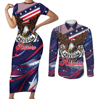 250 Years Of Service Couples Matching Short Sleeve Bodycon Dress and Long Sleeve Button Shirt Semiquincentennial USA Patriotic 4th Of July - Wonder Print Shop