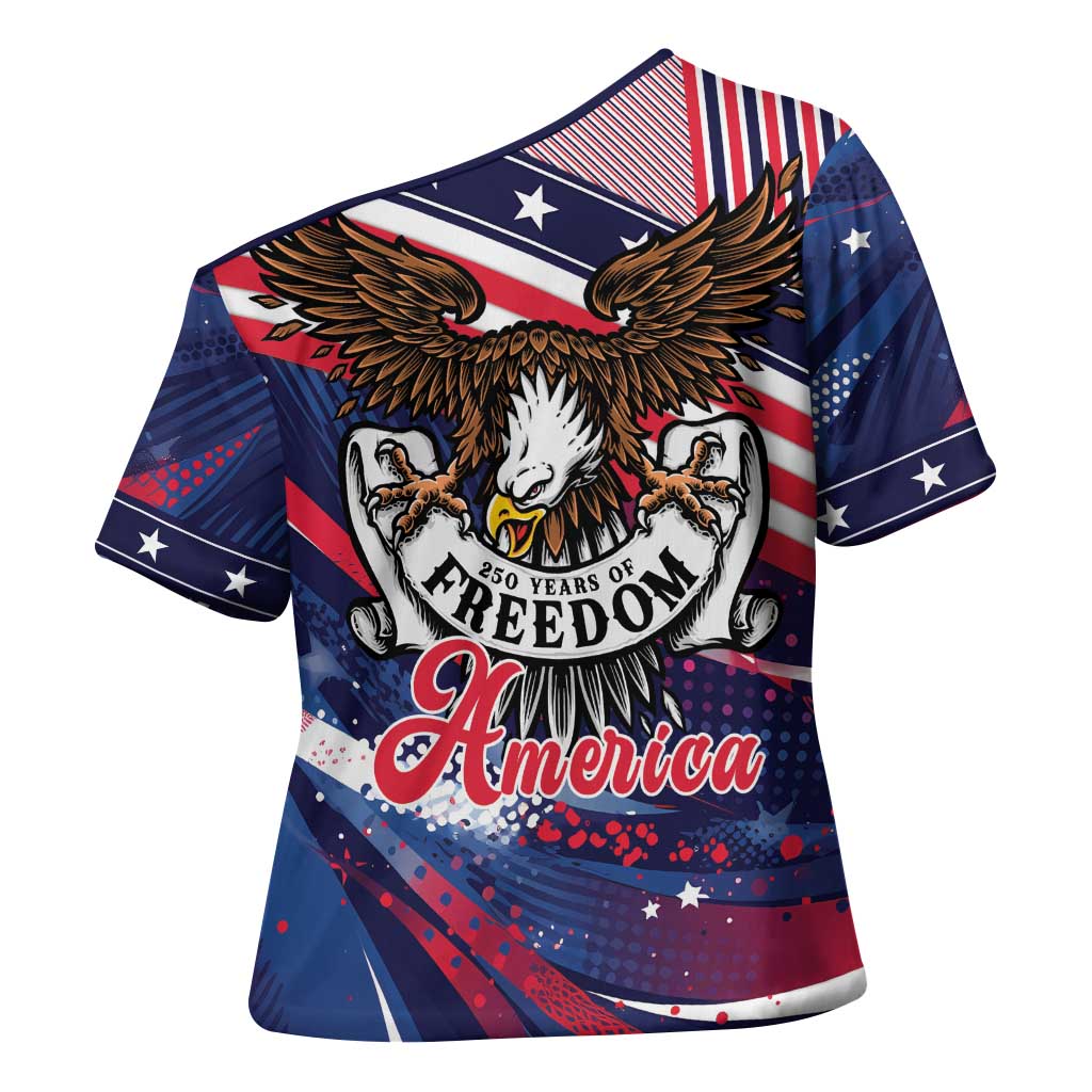 250 Years Of Service Cross Shoulder Shirt Semiquincentennial USA Patriotic 4th Of July - Wonder Print Shop