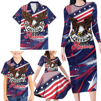 250 Years Of Service Family Matching Long Sleeve Bodycon Dress and Hawaiian Shirt Semiquincentennial USA Patriotic 4th Of July - Wonder Print Shop