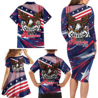 250 Years Of Service Family Matching Long Sleeve Bodycon Dress and Hawaiian Shirt Semiquincentennial USA Patriotic 4th Of July - Wonder Print Shop