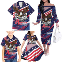 250 Years Of Service Family Matching Off The Shoulder Long Sleeve Dress and Hawaiian Shirt Semiquincentennial USA Patriotic 4th Of July - Wonder Print Shop