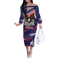 250 Years Of Service Family Matching Off The Shoulder Long Sleeve Dress and Hawaiian Shirt Semiquincentennial USA Patriotic 4th Of July - Wonder Print Shop