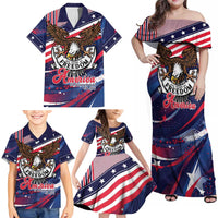 250 Years Of Service Family Matching Off Shoulder Maxi Dress and Hawaiian Shirt Semiquincentennial USA Patriotic 4th Of July - Wonder Print Shop