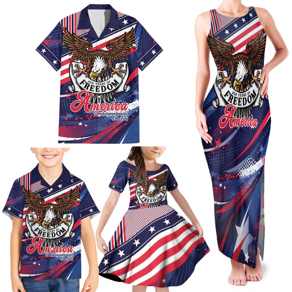 250 Years Of Service Family Matching Tank Maxi Dress and Hawaiian Shirt Semiquincentennial USA Patriotic 4th Of July - Wonder Print Shop