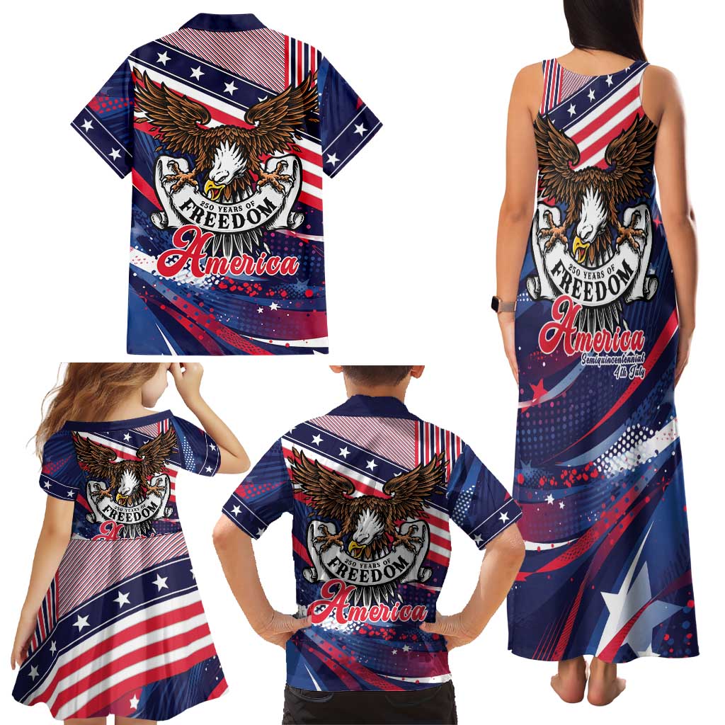 250 Years Of Service Family Matching Tank Maxi Dress and Hawaiian Shirt Semiquincentennial USA Patriotic 4th Of July - Wonder Print Shop