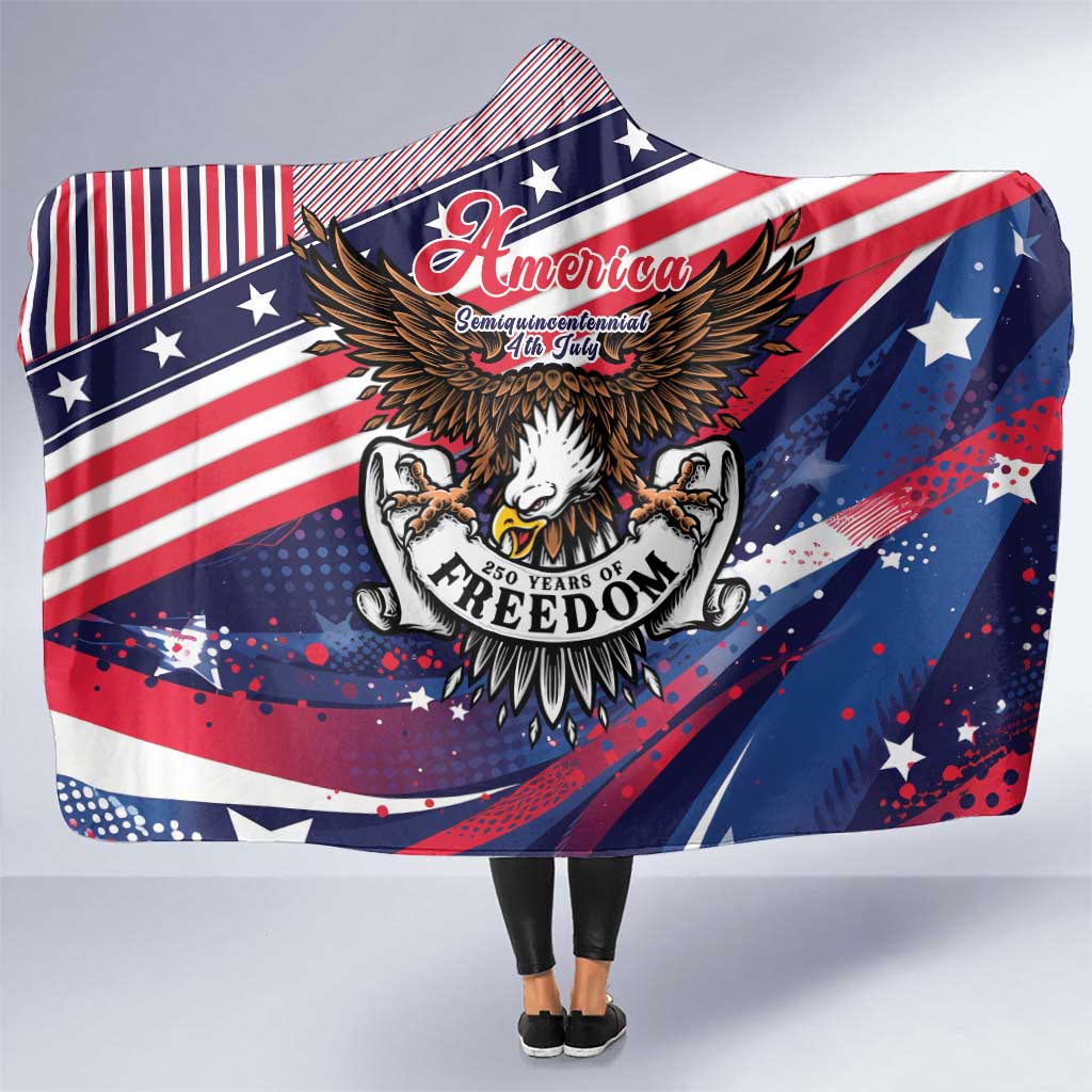250 Years Of Service Hooded Blanket Semiquincentennial USA Patriotic 4th Of July - Wonder Print Shop