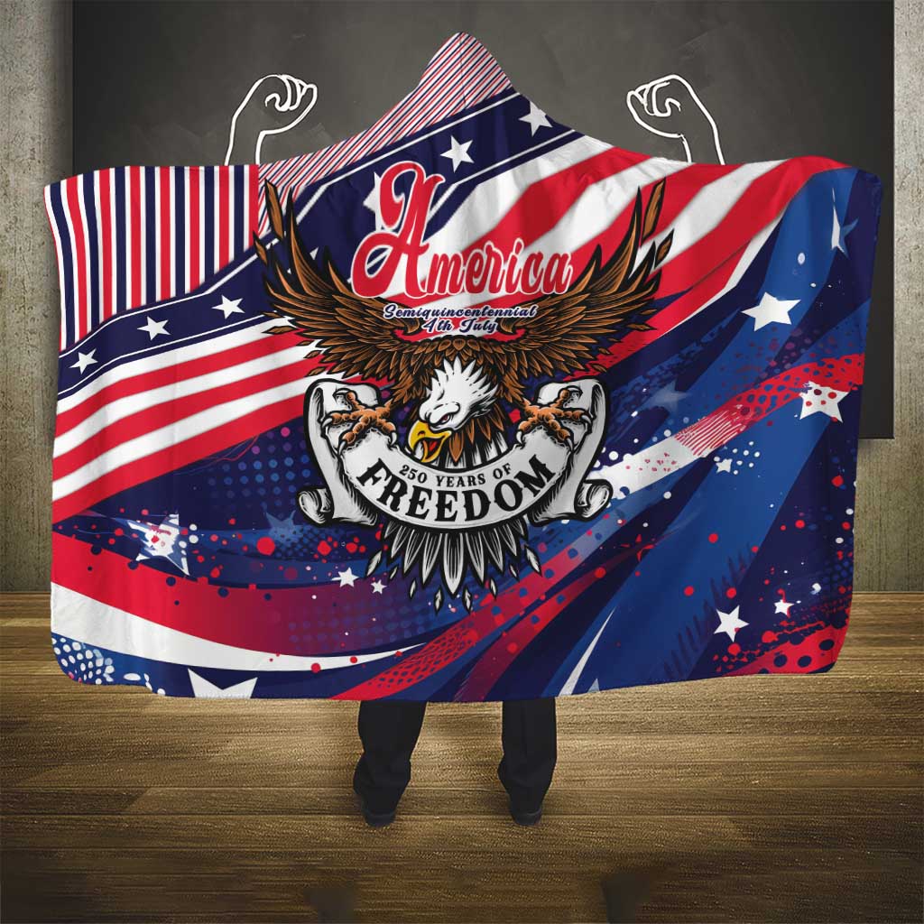 250 Years Of Service Hooded Blanket Semiquincentennial USA Patriotic 4th Of July - Wonder Print Shop