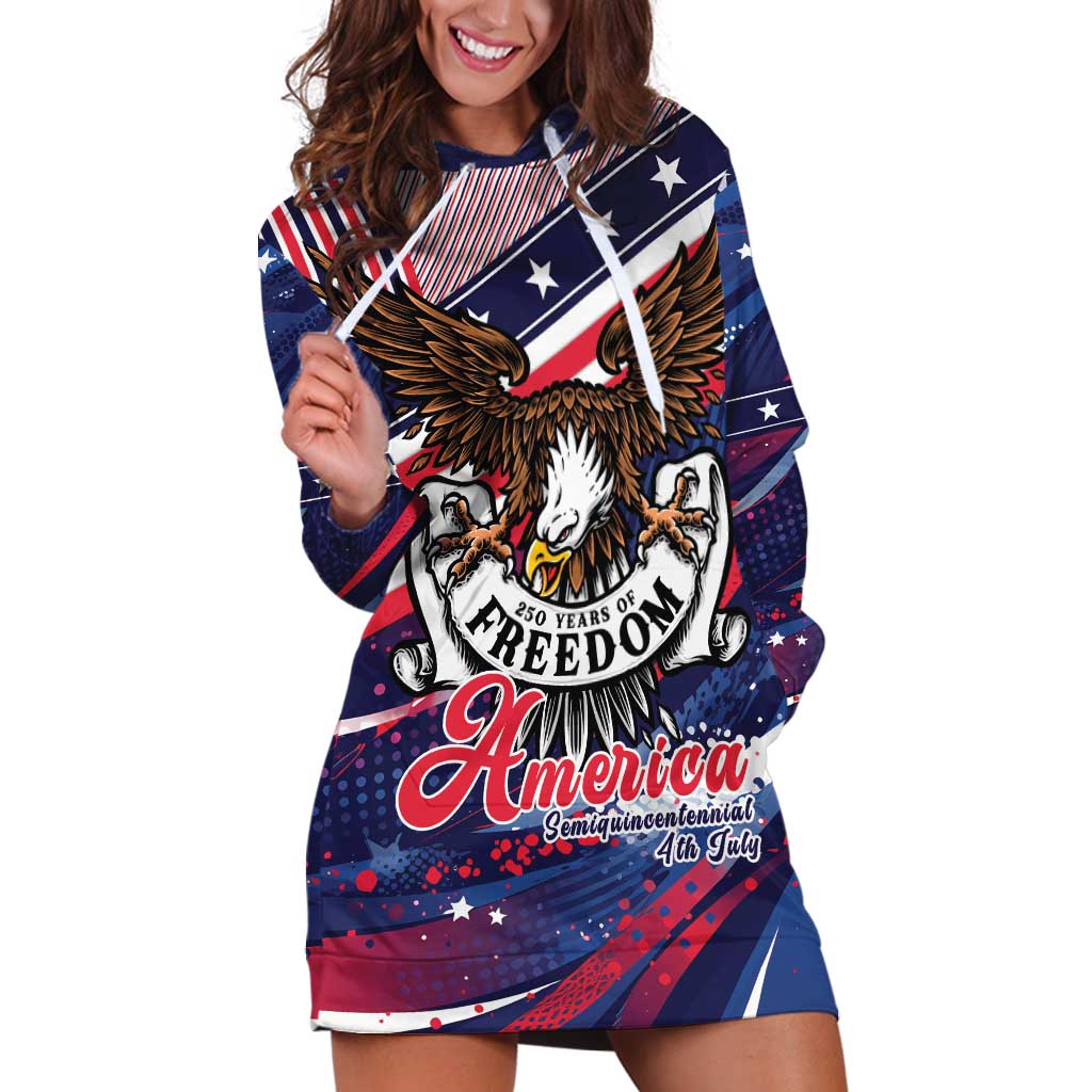 250 Years Of Service Hoodie Dress Semiquincentennial USA Patriotic 4th Of July - Wonder Print Shop