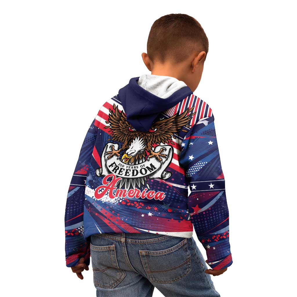 250 Years Of Service Kid Hoodie Semiquincentennial USA Patriotic 4th Of July - Wonder Print Shop