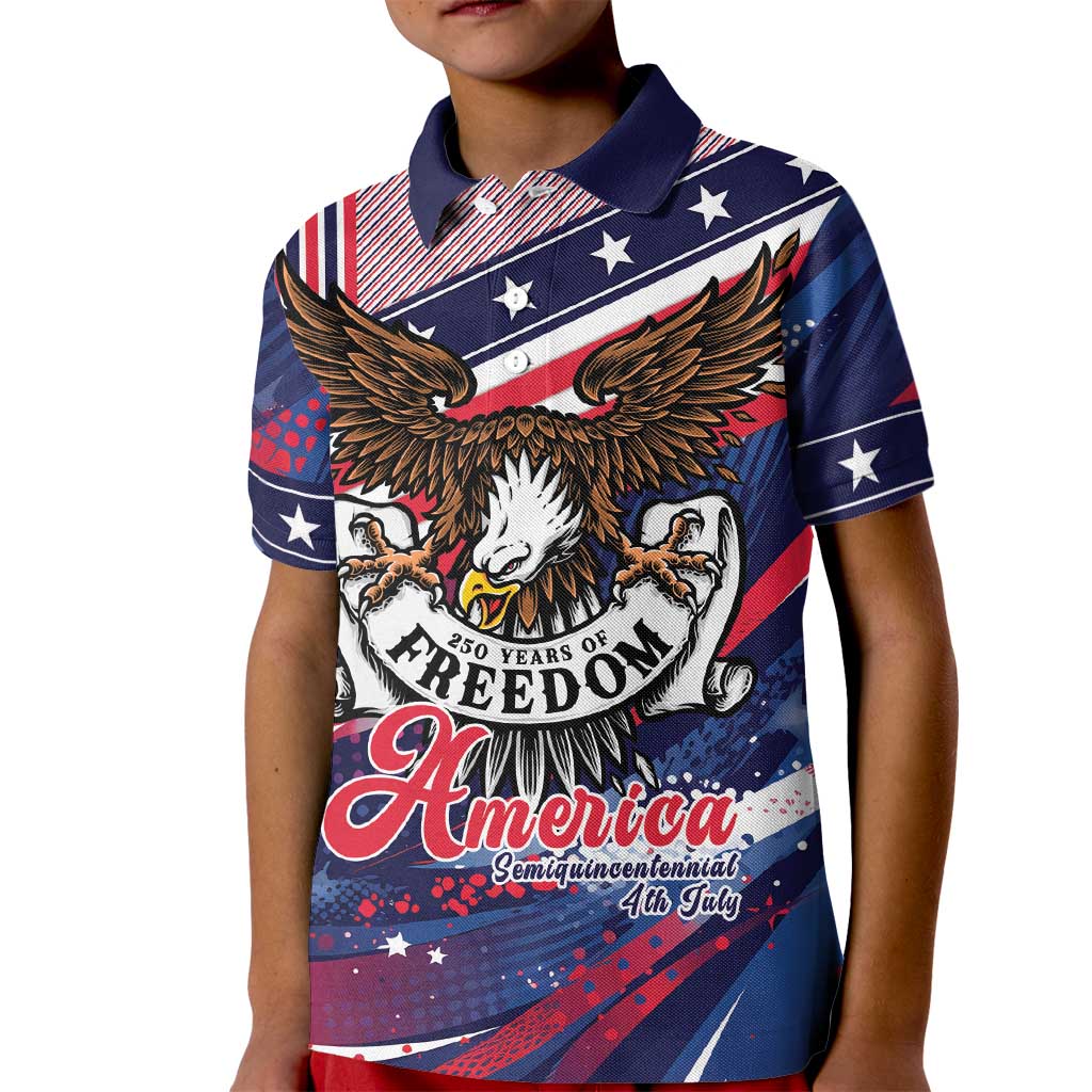 250 Years Of Service Kid Polo Shirt Semiquincentennial USA Patriotic 4th Of July - Wonder Print Shop