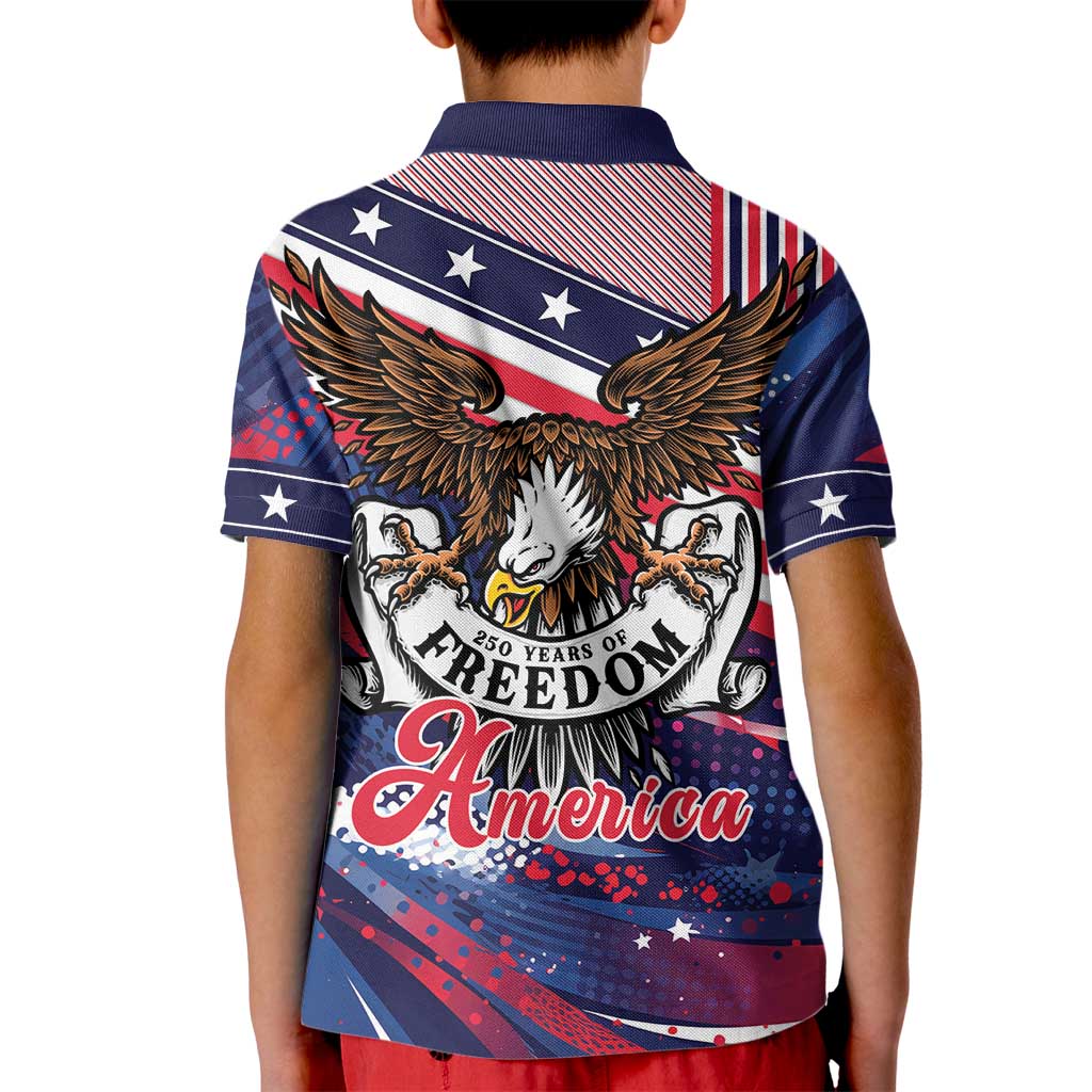 250 Years Of Service Kid Polo Shirt Semiquincentennial USA Patriotic 4th Of July - Wonder Print Shop