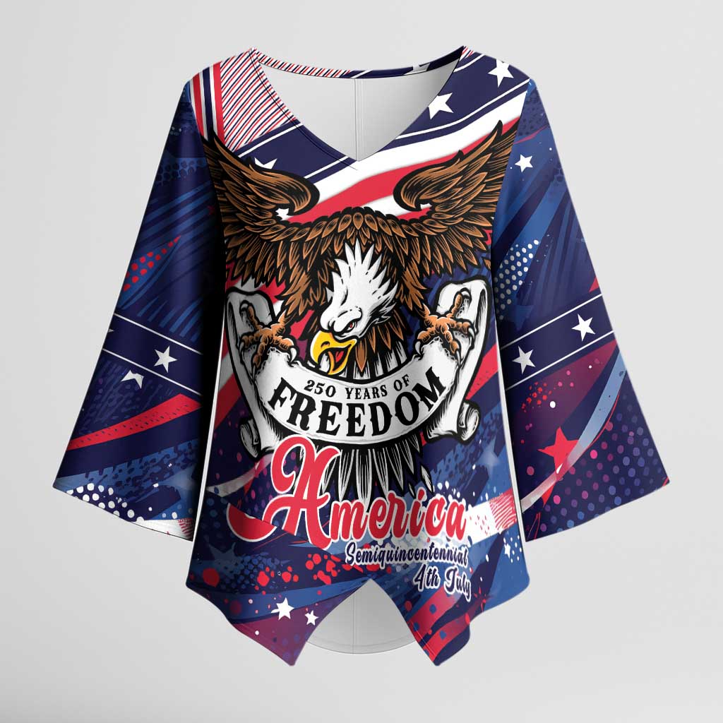 250 Years Of Service Kimono Sleeve Blouse Semiquincentennial USA Patriotic 4th Of July - Wonder Print Shop
