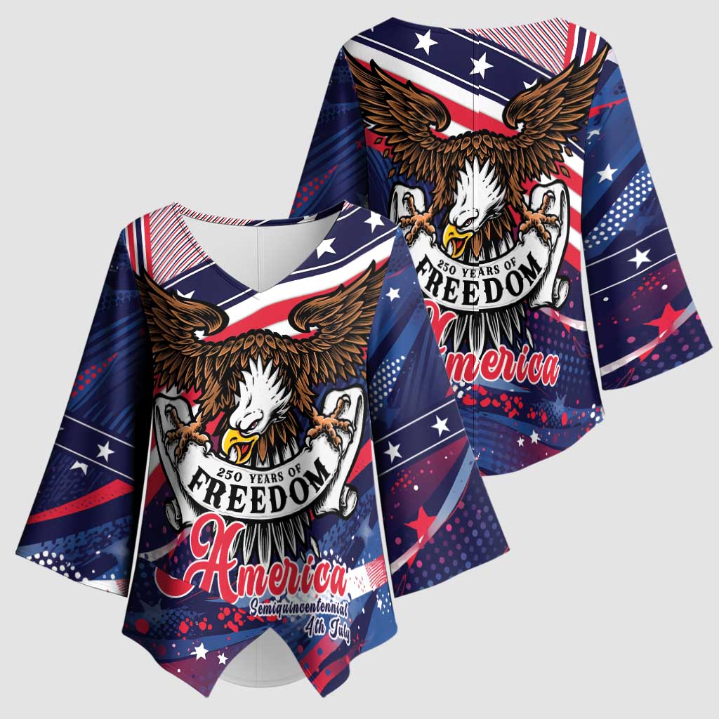 250 Years Of Service Kimono Sleeve Blouse Semiquincentennial USA Patriotic 4th Of July - Wonder Print Shop