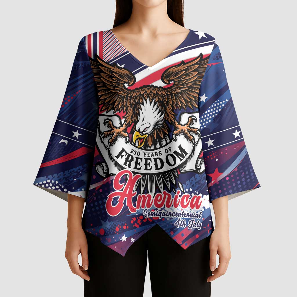 250 Years Of Service Kimono Sleeve Blouse Semiquincentennial USA Patriotic 4th Of July - Wonder Print Shop