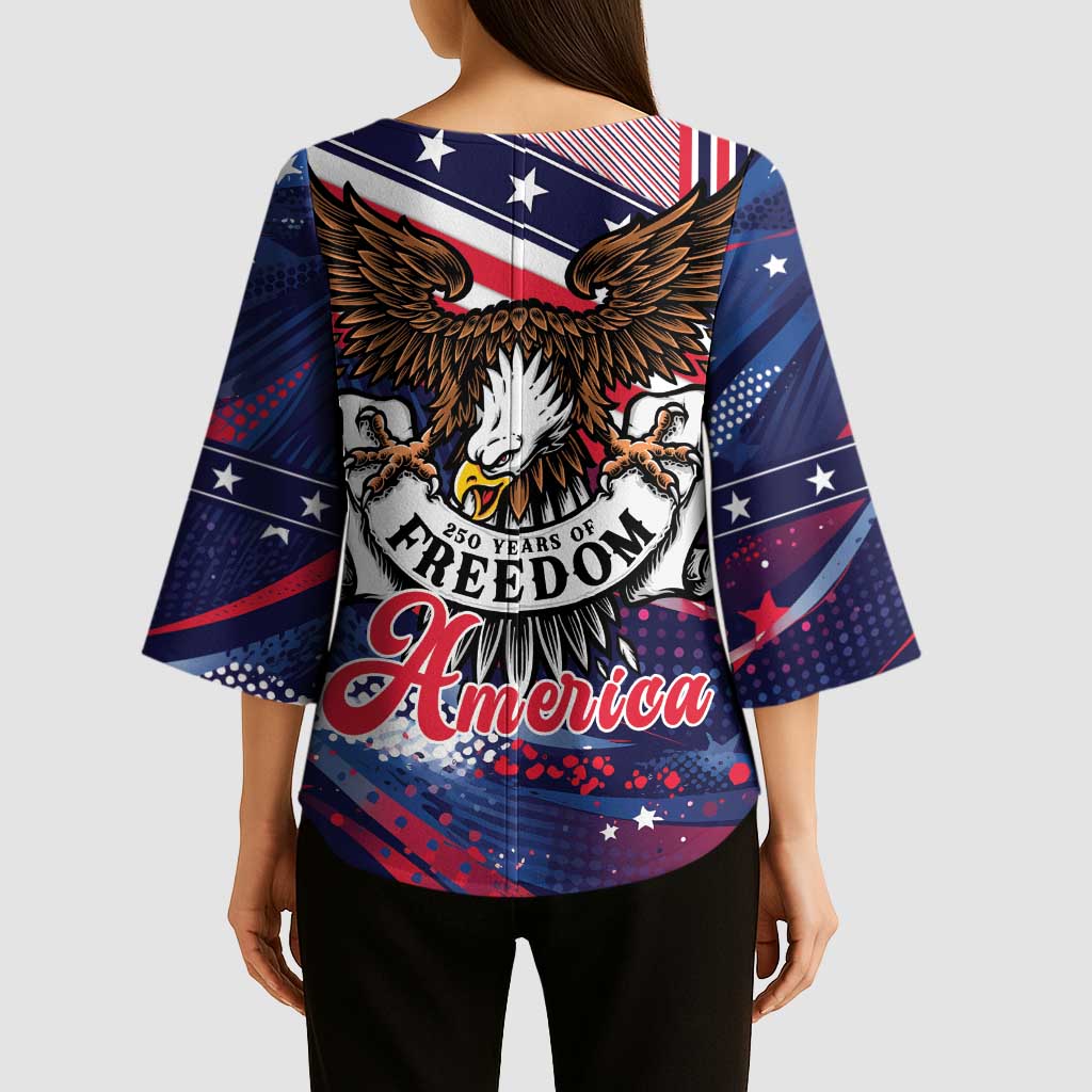 250 Years Of Service Kimono Sleeve Blouse Semiquincentennial USA Patriotic 4th Of July - Wonder Print Shop
