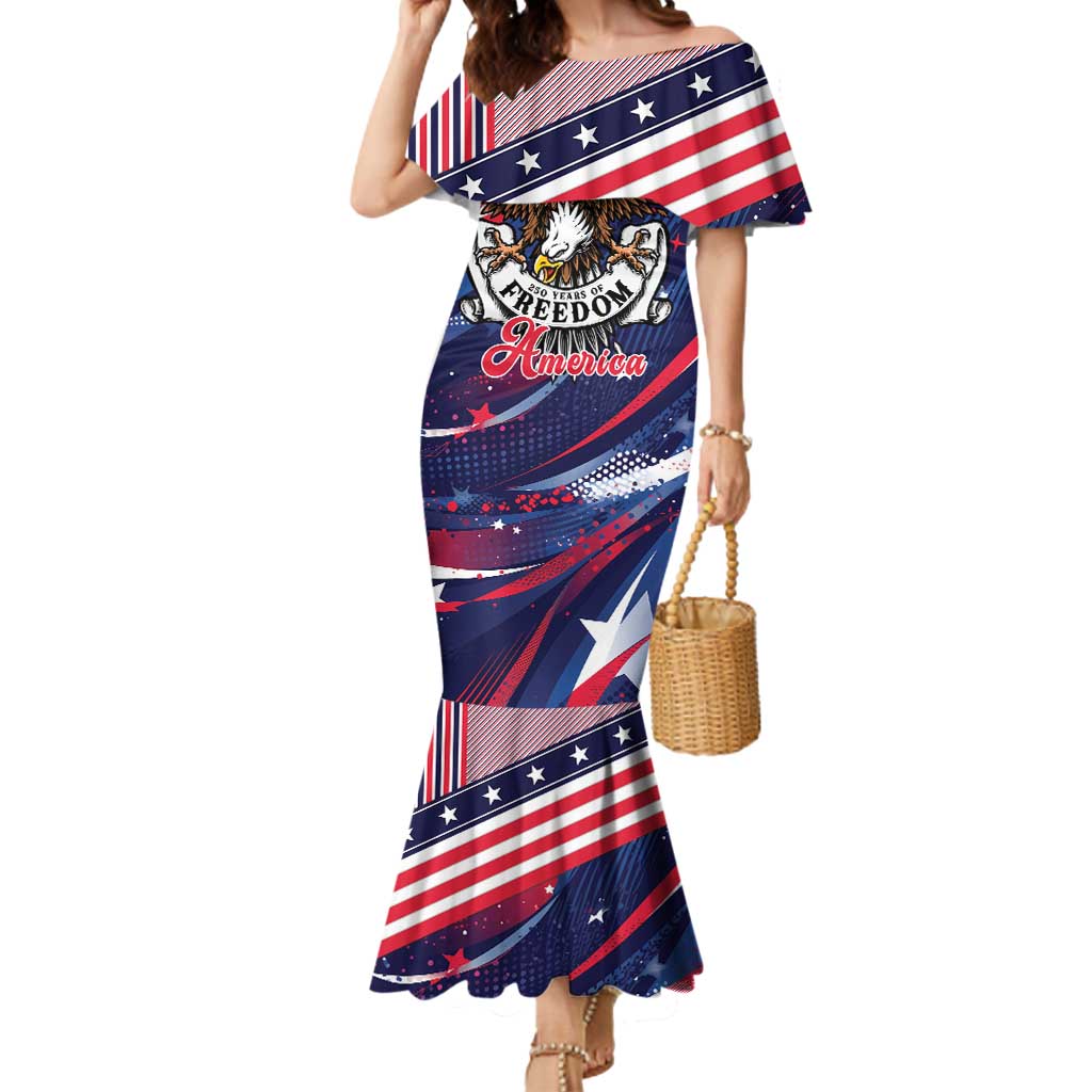 250 Years Of Service Mermaid Dress Semiquincentennial USA Patriotic 4th Of July - Wonder Print Shop
