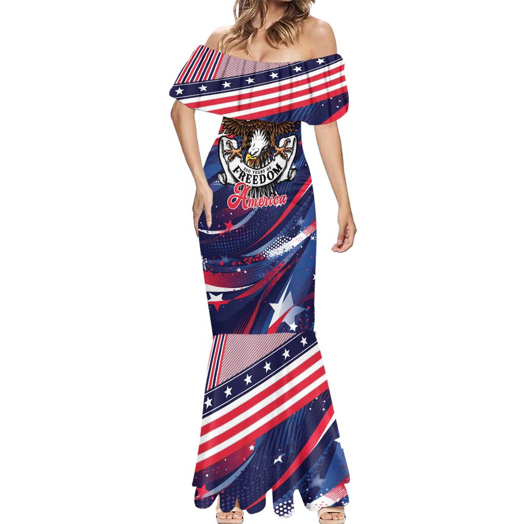 250 Years Of Service Mermaid Dress Semiquincentennial USA Patriotic 4th Of July - Wonder Print Shop