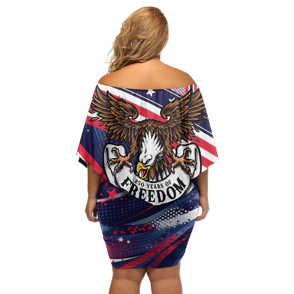 250 Years Of Service Off Shoulder Short Dress Semiquincentennial USA Patriotic 4th Of July - Wonder Print Shop