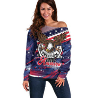 250 Years Of Service Off Shoulder Sweater Semiquincentennial USA Patriotic 4th Of July - Wonder Print Shop