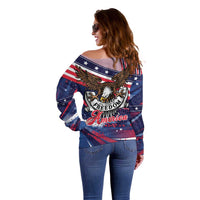 250 Years Of Service Off Shoulder Sweater Semiquincentennial USA Patriotic 4th Of July - Wonder Print Shop