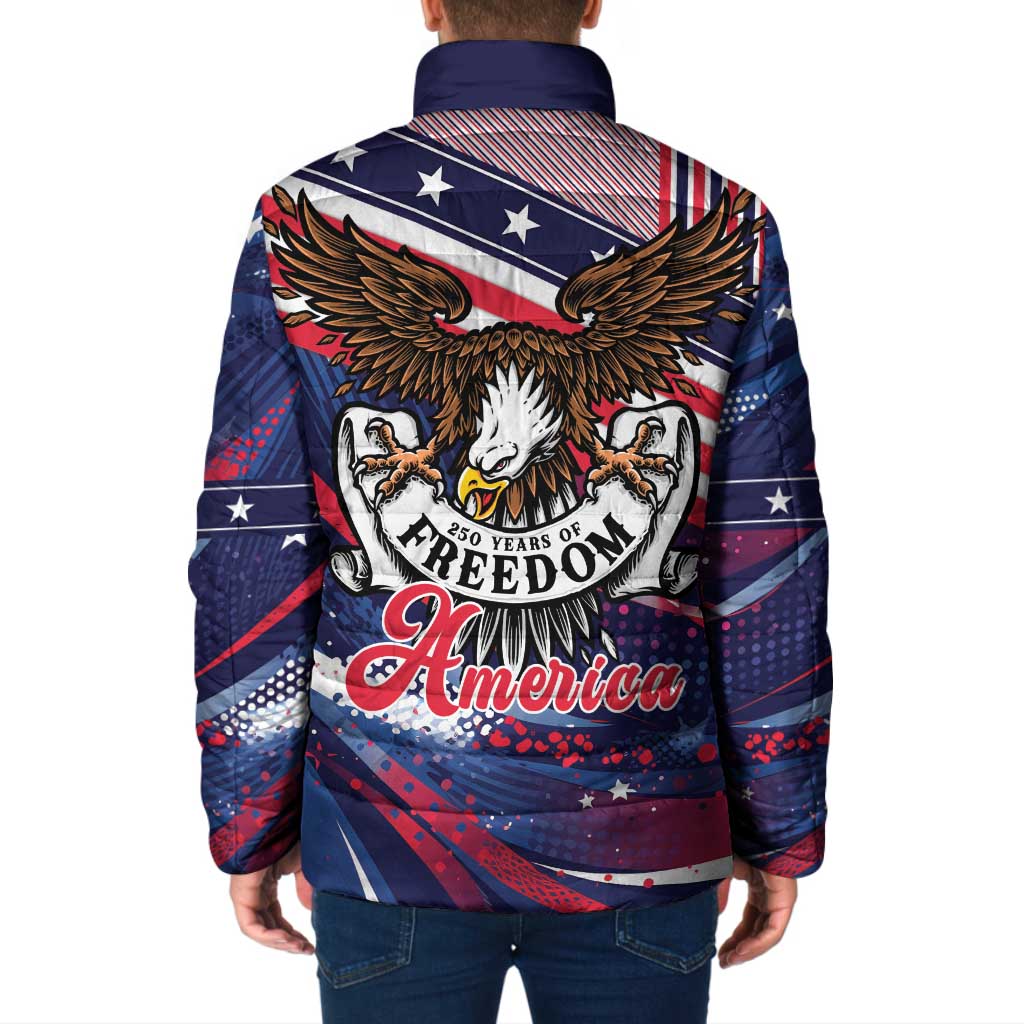 250 Years Of Service Padded Jacket Semiquincentennial USA Patriotic 4th Of July - Wonder Print Shop