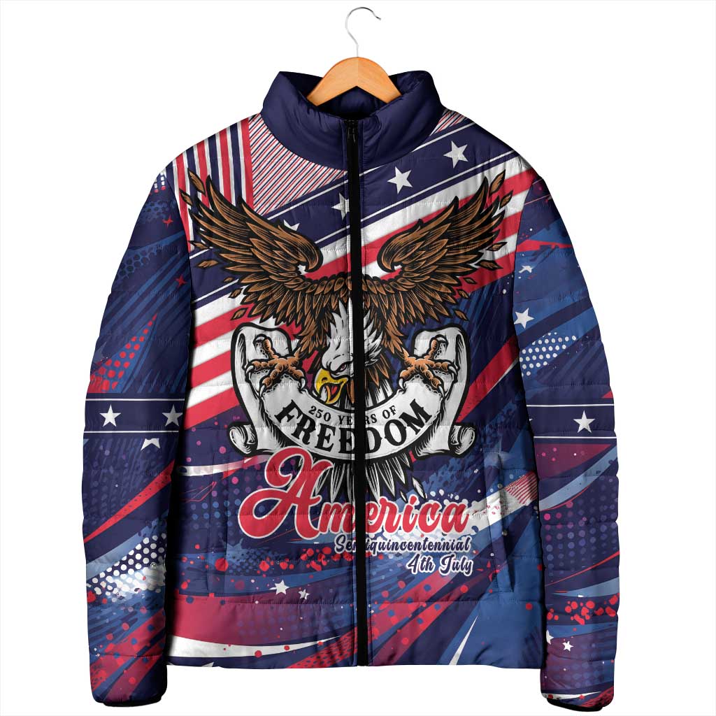 250 Years Of Service Padded Jacket Semiquincentennial USA Patriotic 4th Of July - Wonder Print Shop