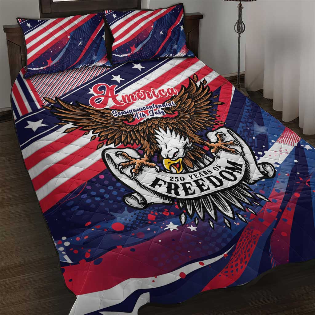 250 Years Of Service Quilt Bed Set Semiquincentennial USA Patriotic 4th Of July - Wonder Print Shop