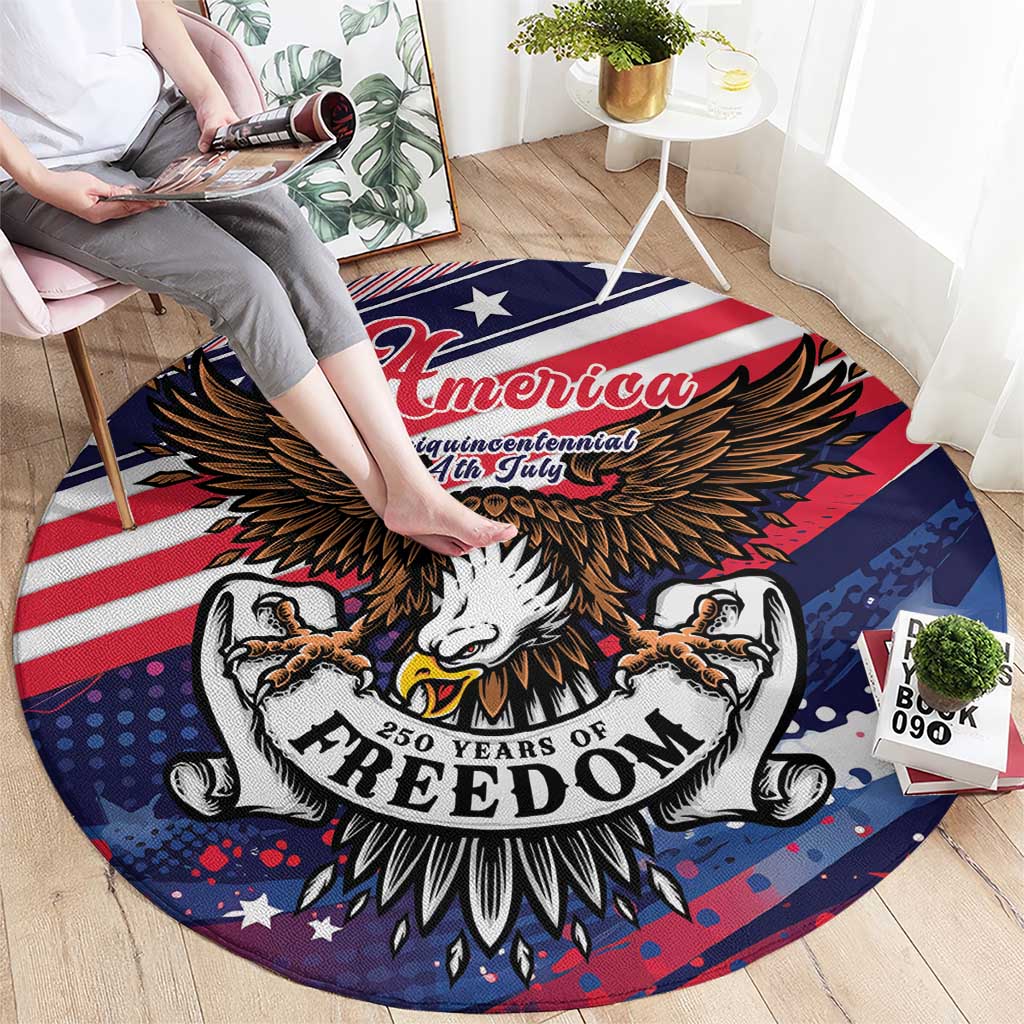 250 Years Of Service Round Carpet Semiquincentennial USA Patriotic 4th Of July - Wonder Print Shop