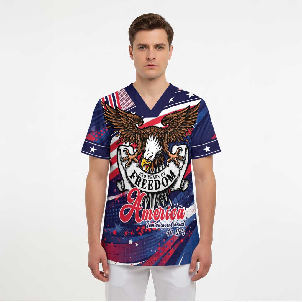 250 Years Of Service Scrub Top Semiquincentennial USA Patriotic 4th Of July - Wonder Print Shop