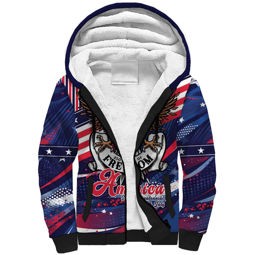 250 Years Of Service Sherpa Hoodie Semiquincentennial USA Patriotic 4th Of July - Wonder Print Shop
