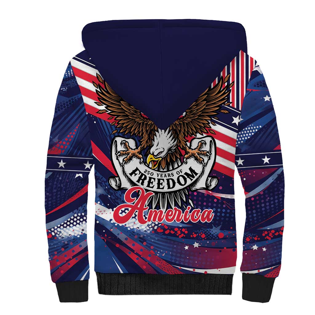 250 Years Of Service Sherpa Hoodie Semiquincentennial USA Patriotic 4th Of July - Wonder Print Shop