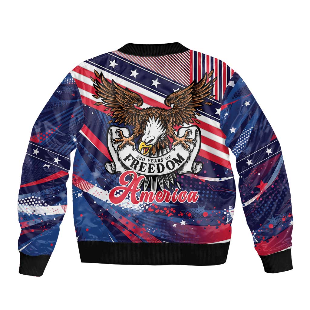 250 Years Of Service Sleeve Zip Bomber Jacket Semiquincentennial USA Patriotic 4th Of July - Wonder Print Shop