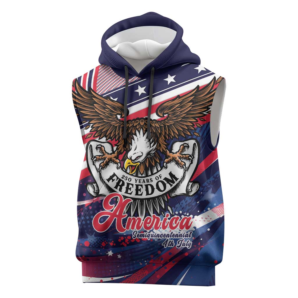 250 Years Of Service Sleeveless Hoodie Semiquincentennial USA Patriotic 4th Of July - Wonder Print Shop