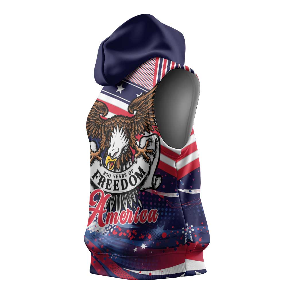 250 Years Of Service Sleeveless Hoodie Semiquincentennial USA Patriotic 4th Of July - Wonder Print Shop