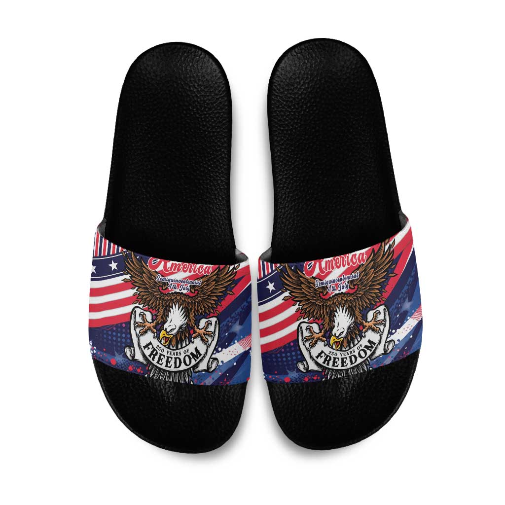 250 Years Of Service Slide Sandals Semiquincentennial USA Patriotic 4th Of July - Wonder Print Shop