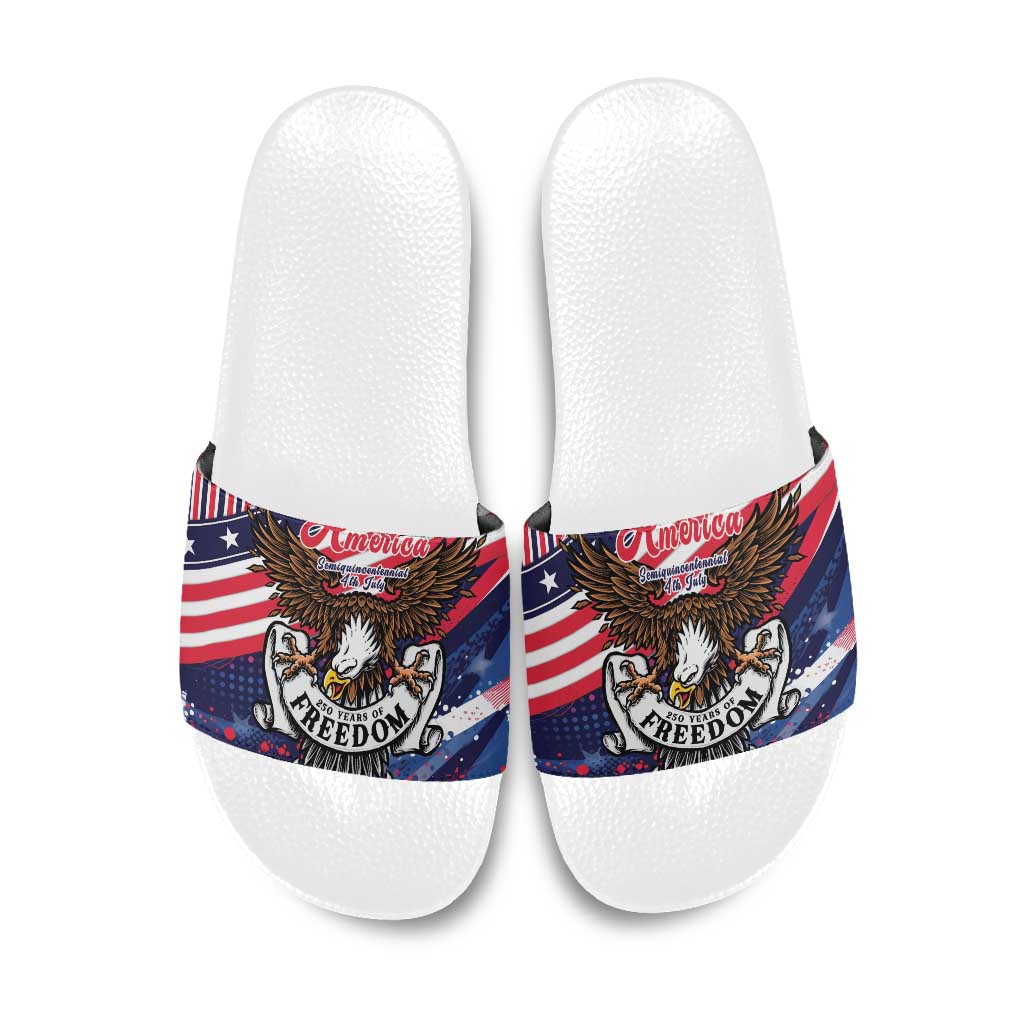 250 Years Of Service Slide Sandals Semiquincentennial USA Patriotic 4th Of July - Wonder Print Shop